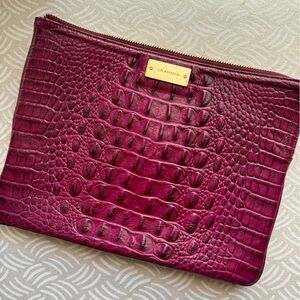 Brahmin zipper tablet pouch. Cranberry. Soft fabric lining w/2 pockets.